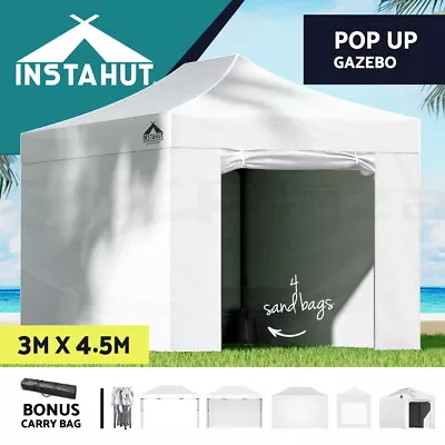 Instahut Gazebo Pop Up Marquee 3x4.5 Folding Tent Wedding Gazebos Camping White • $199.95