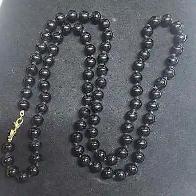 Vintage Monet Black Glass Bead Necklace Costume Jewelry • $18