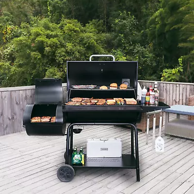 Charcoal Grill Barrel BBQ Smoker Combo Steel Outdoor Party 1189 Sq In Heavy Duty • $199.99