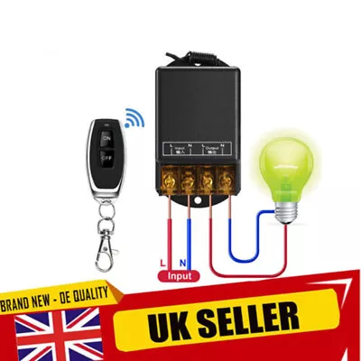 AC 100-240V 433MHz 30A Relay 1CH Wireless Remote Control Switch With Transmitter • £11.49