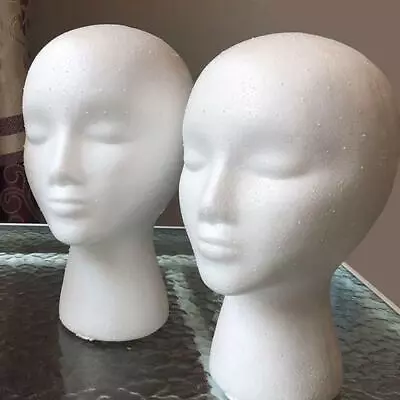 Polystyrene Unisex Foam Mannequin Head Display Model Wig Stand Dummy Female ~ Uk • $7.44