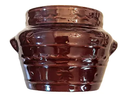Marcrest Stoneware Open Bean Pot Daisy & Dot Colorado Brown Pottery Crock • $24.92