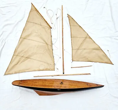 $184.99 • Buy  Vintage Large Hollow Wood Boat Pond Yacht Display Ship Sailboat Model- 36 X40”