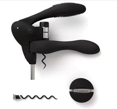 The Original Rabbit Corkscrew Wine Opener Black W/Extra Spiral And Foil Cutter • $29.99