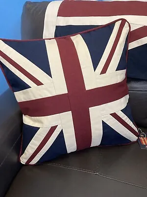 Union Jack / Uk Tapestry Cushion By Woven Magic ( Vintage White 18x18inch) • £27.95