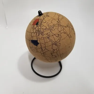Cork Globe Desktop Pin Cushion For Sticky Notes Or Travel • $19.99