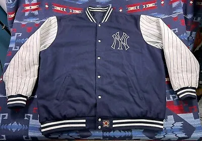 New York Yankees JH Designs Wool Leather Reversible Bomber Coaches Jacket MLB • $79.99