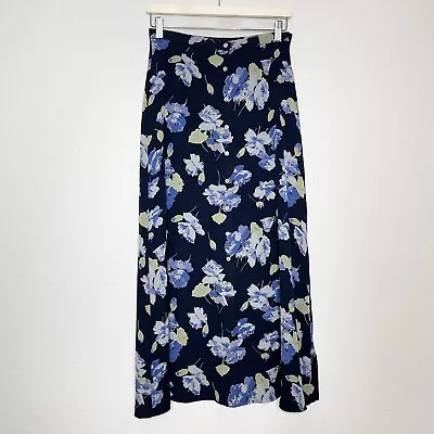 VTG Liz Claiborne Collection Sz 8 Skirt Midi Maxi Floral Button 100% Silk Lined • $24.99