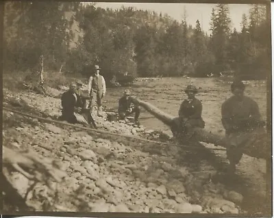 Snapshot Photo Group By River Montana C. 1910 • $5.99