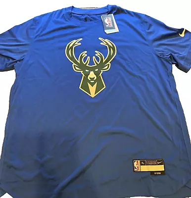 Nike Milwaukee Bucks City Edition Basketball Blue T-Shirt Mens DN6494-480 Rare • $39.99