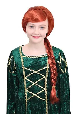 £6.99 • Buy Girls Auburn Plait Wig Princess Character Fancy Dress Costume Red Hair Fiona