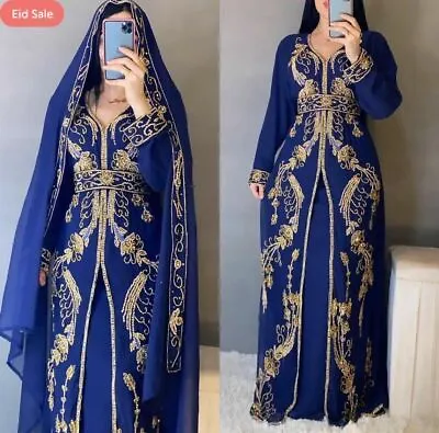 £50.69 • Buy Sale Dubai Moroccan Islamic Kaftan Arabic Fancy Women Gown Dresses Takshita Var