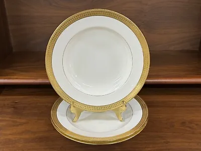 Set Of (3) Minton Bone China G6285 Gold Rim 9.125” Soup Bowls • $59