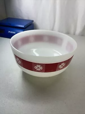 Vintage 2 1/2qt Federal Glass Mixing Bowl Red & White Gingham Stripe 8”X4 1/2” • $9.99