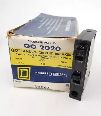 QO2020 Square D Twin Tandem 20 Amp Circuit Breaker NO HOOK (LOT OF 1) • $79.99