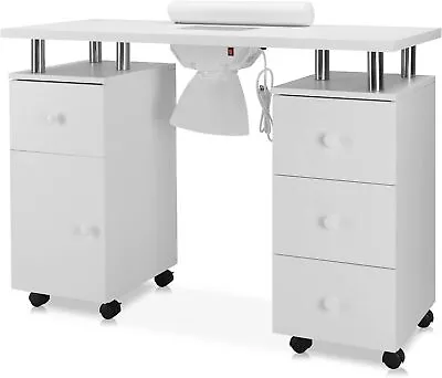 Manicure Nail Table W/ Dust Collector Wrist Cushion Wheels Drawers For Beauty • $189.99