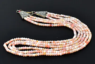 211 Cts Natural 3 Strand Pink Australian Opal Round Cut Beads Necklace JK 05E295 • $18.25