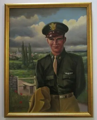 Vintage Old Military Portrait U.s American Soldier By Charles Pettit Listed 1951 • $600