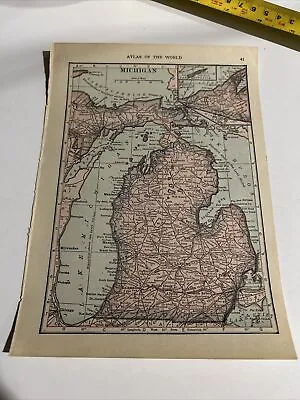 Hammond’s Antique 1914 Map Of Michigan 6x8 • $9.25