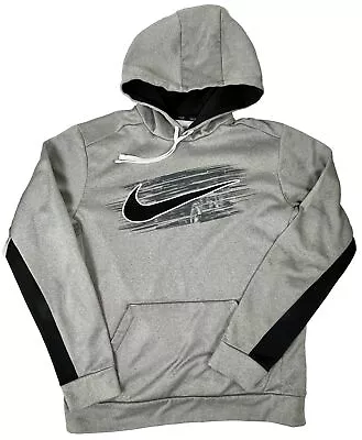 Nike Therma FIT Pullover Hoodie Mens Medium Gray Black Long Sleeve • $20.99