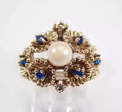3Ct Round Cut Genuine White Pearl Vintage Engagement Ring 14KYellow Gold Plated • $154.15
