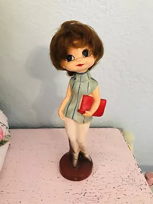 Vintage Big Eyed Girl Figurine Keane Cortendorf Kitsch Kawaii Doll • $48