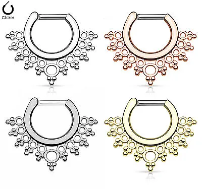 $7.99 • Buy 1pc Lacey Edge Design Septum Clicker 316L Surgical Steel 14g Or 16g Nose Ring