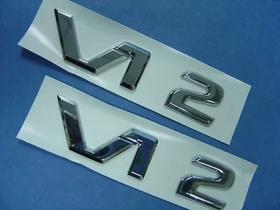 PAIR OF CHROME * V12 * BADGE EMBLEMS FOR MERCEDES S65 AMG CLK GTR BMW E38 750iL • $25