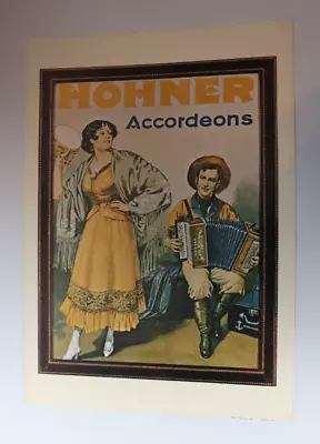 M. Hohner Accordions Vintage Litho Poster 12x17 Lithograph 1972 Tambourine Lady • $27.99