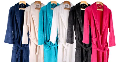 Unisex Soft Cosy Warm Robe Fleece Hooded Dressing Gown Cuddly Towel Spa Bathrobe • £10.95