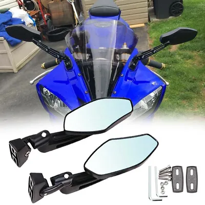 Motorcycle Review Side Wing Mirrors For 2008 2009 2010 Yamaha FZ6R YZF R6 R6S • $39.07