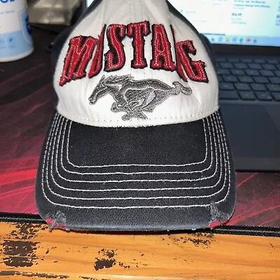 Ford Mustang Snap Back Hat Distressed Embroidered Logo Fan Retro Official • $11.47