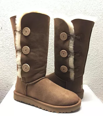 Ugg Bailey Button Triplet Ii Tall Chestnut Boots Us 6 / Eu 37 / Uk 4.5  • £160.56