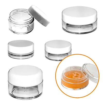 3ml 5ml 10ml Empty Round Plastic Cosmetic Container Sample Pot Jar Nails Travel • £7.79