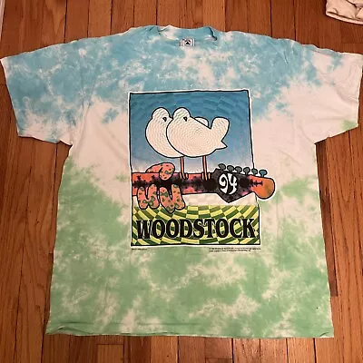 Vintage 1994 Woodstock Shirt Rare Aerosmith Metallica Bob Dylan NIN Size XL • $69.99