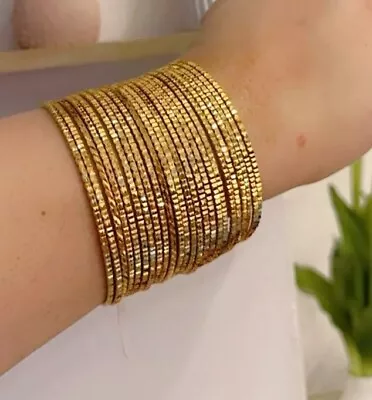 Dubai Bangles Real 22ct Gold Plated Indian Bridal Jewellery Size2.6 Gift Khaadi • £24.99