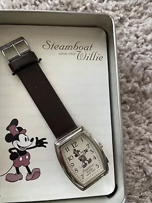Disney Steamboat Willie Since 1928 Watch With Tin Vintage Collectible • $18.99