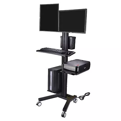 Desktop PC Mobile Cart Computer Workstaion Office Exhibition Shelf Adjustable • $329.90