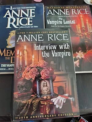 Vampire Chronicles 3 SC Book Lot Interview With The Vampire Lestat Memnoch Rice • $19.99