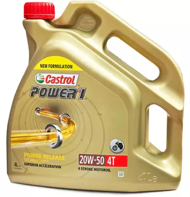 Castrol Power1 4T 20W50 Mineral 4 Stroke Motorcycle Engine Oil 4 Litre • £30.93