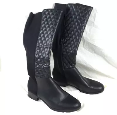 Merona 'Darbi' Black Boots Quilted Faux Leather  Size 8.5 Womens • $12.75