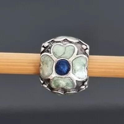 $24 • Buy Pandora Green Blue Enamel Daisy Flower Silver Charm 790433 Free Postage