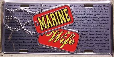 Aluminum Military License Plate USMC Marine Corps Wife NEW Made In The USA • $17.50