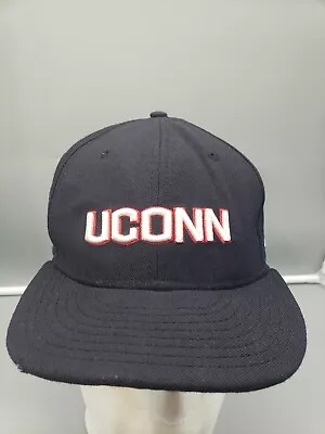 UCONN New Era Hat Fitted 7 5/8 Baseball Cap College Connecticut Black Wool Husky • $13.99