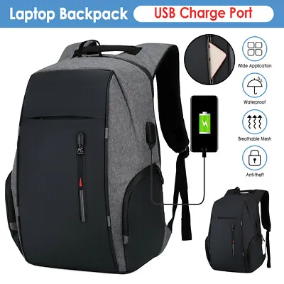 $31.29 • Buy Bag Backpack USB Charging Waterproof Laptop Travel Shoulder School Anti-theft