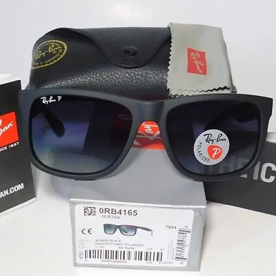 Unisex Mens Ray-Ban RB 4165 55-17mm Justin Sunglasses Polarized - Black/Gray • $49.98