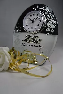 25th Wedding Anniversary Clock 25th Wedding  Gift Silver Wedding 25th Gift  • £16.95