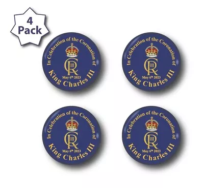 £4.60 • Buy Coronation Of King Charles III 38mm Fridge Magnets 4pk