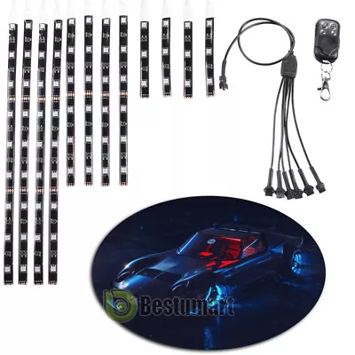 6/12Pcs Waterproof Motorcycle RGB LED Under Glow Lights Strip Neon Kit + Remote • $36.99