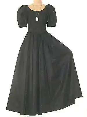 £300 • Buy LAURA ASHLEY Vintage Black Rose Baroque Style Damask Floor-Length Dress,8/10